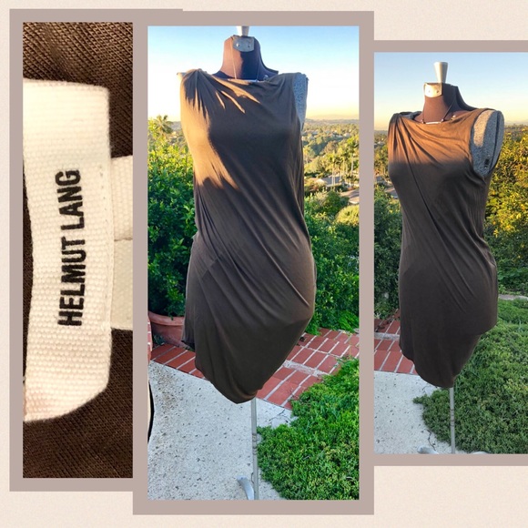 Helmut Lang Dresses & Skirts - HELMUT LANG designer dress Brown asymmetrical dress modern y2k formal / casual 6